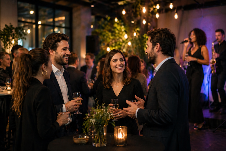 Invités échangeant lors d'un événement